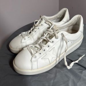 $545 Golden Goose PURESTAR All White Leather Sneakers Women’s Size 9 Pre-owned